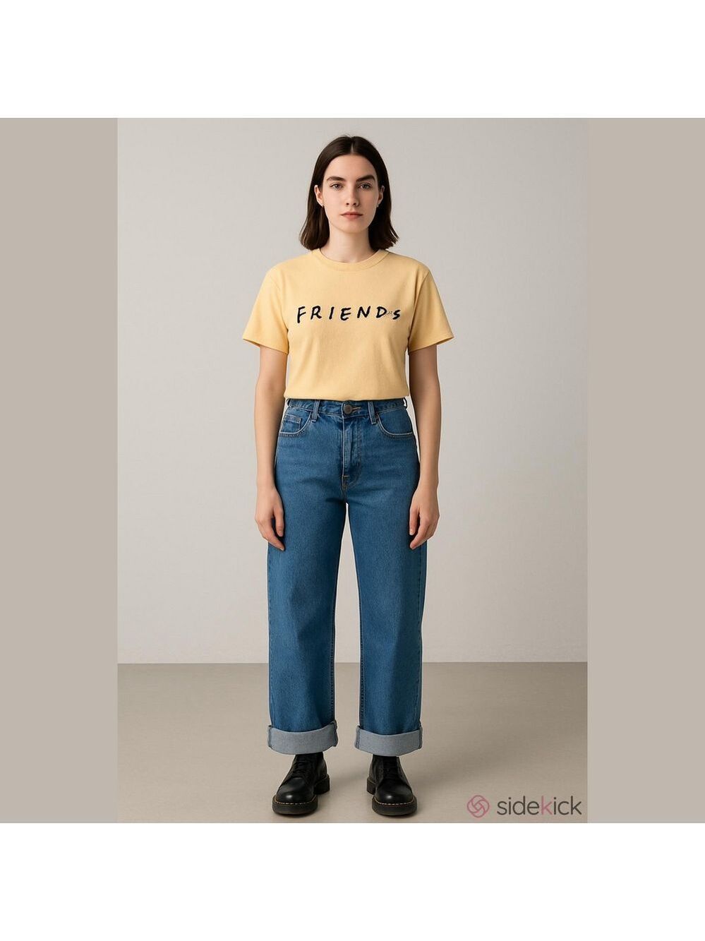 Y2K Authentic "FRIENDS" Embroidered Graphic Yellow T-Shirt